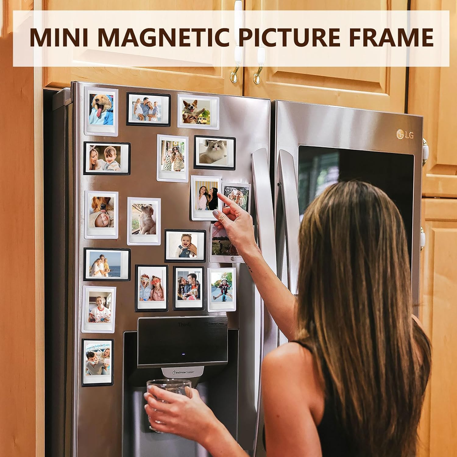 Aldernest 30 Packs Magnetic Picture Frame for Fujifilm Instax Mini Photo, 2.15*3.4 Inch 30 Pack, Black and White