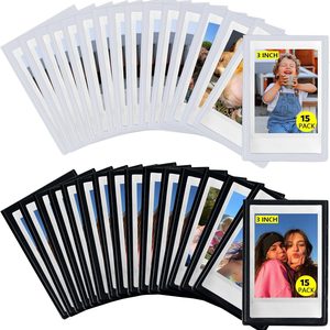 Aldernest 30 Packs Magnetic Picture Frame for Fujifilm Instax Mini Photo, 2.15*3.4 Inch 30 Pack, Black and White