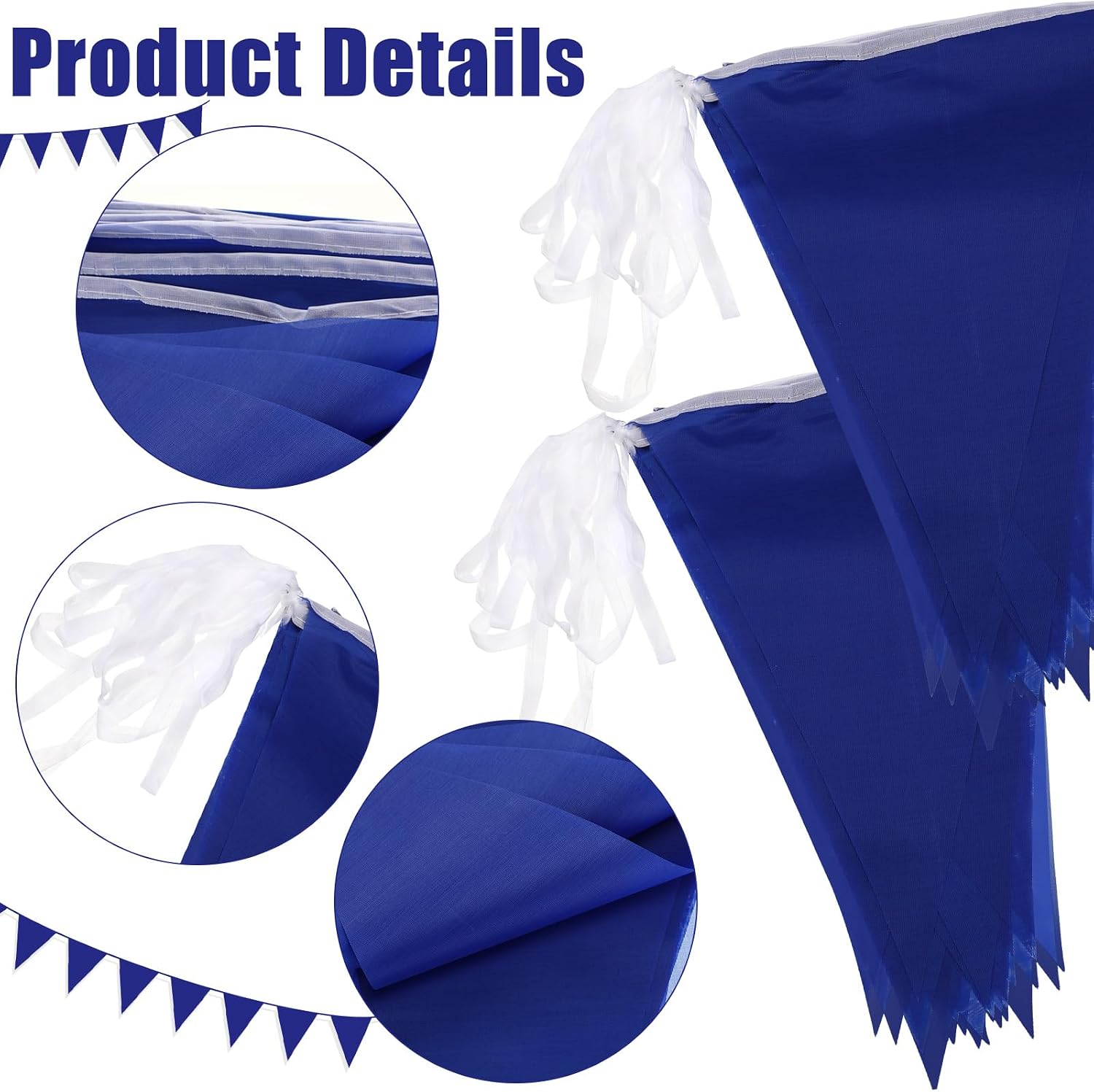 Ashenby 300 Feet Blank Pennant Banners Flags String Hanging DIY, Blue, 7.87 inches