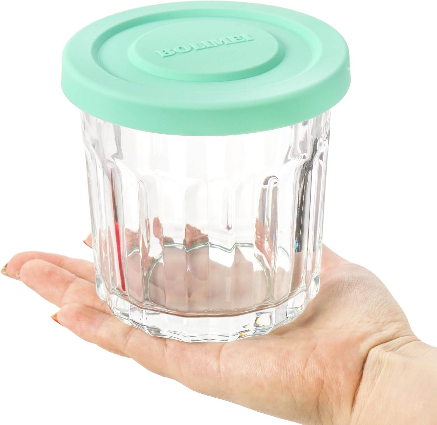 Aldernest 4 Pack 13Oz Working Glass Jar with Leakage Proof Lid, Medium, Clear