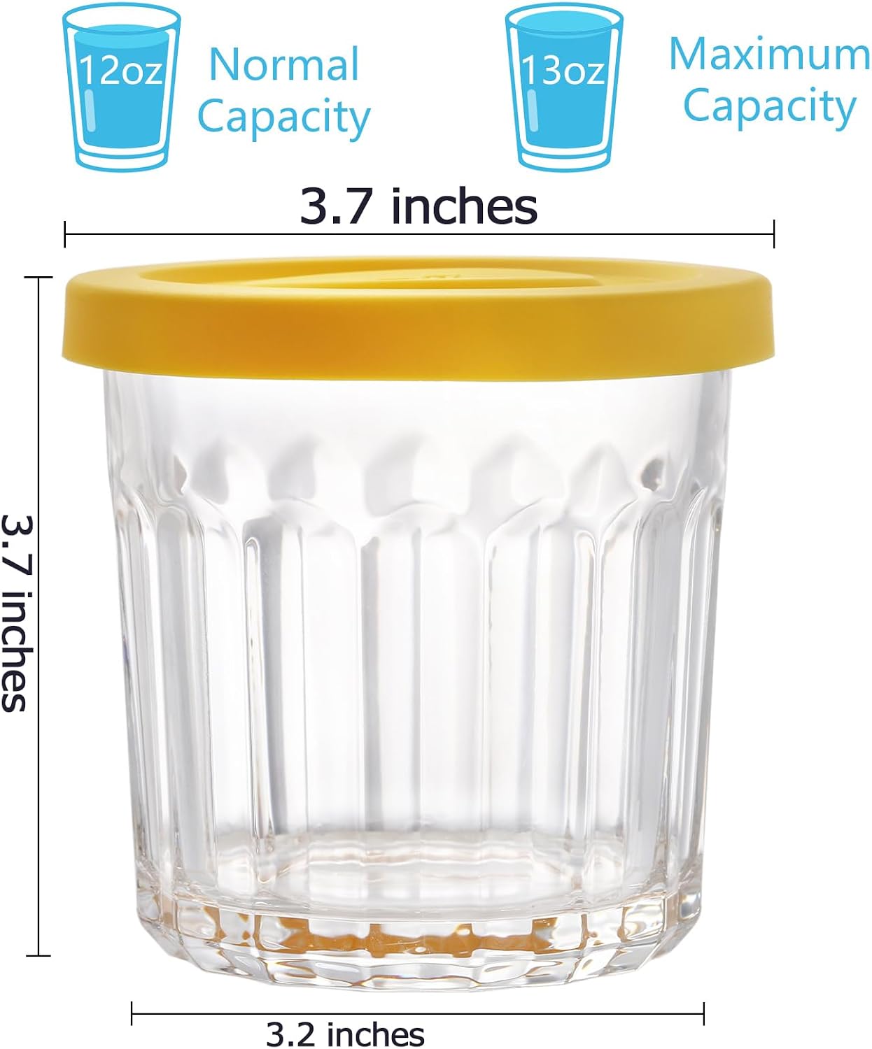 Aldernest 4 Pack 13Oz Working Glass Jar with Leakage Proof Lid, Medium, Clear