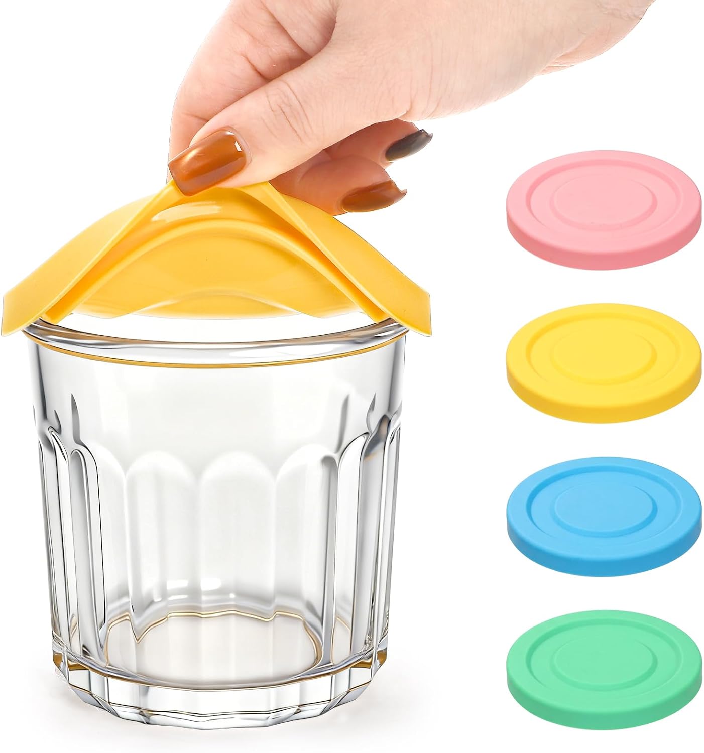 Aldernest 4 Pack 13Oz Working Glass Jar with Leakage Proof Lid, Medium, Clear