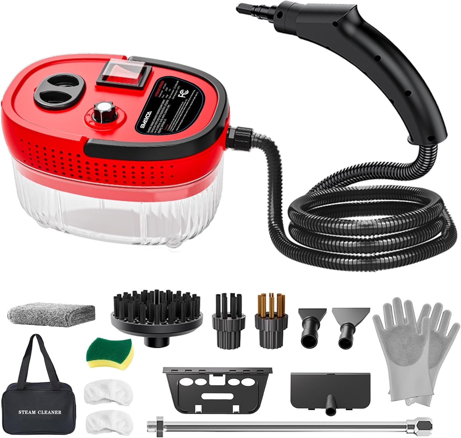 HomeNestly Handheld Steam Cleaner Portable High-pressure Steam Cleaner with 3 Brushes and 1 Glass Scraper Quickly Generates High-temperature Steam to