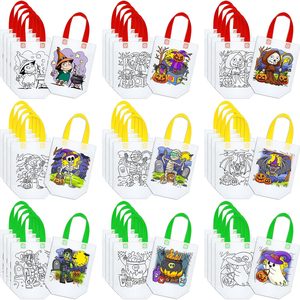 Aldernest 45 Pcs Halloween Coloring Goodie Tote Bag for Kids, DIY Craft Tote, 0.5 kg