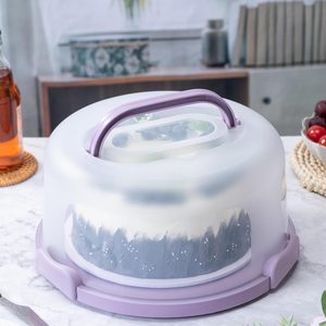 Ashenby 10in Plastic Cake Carrier with Handle, 0.59 kg, 11.8 inches, Purple