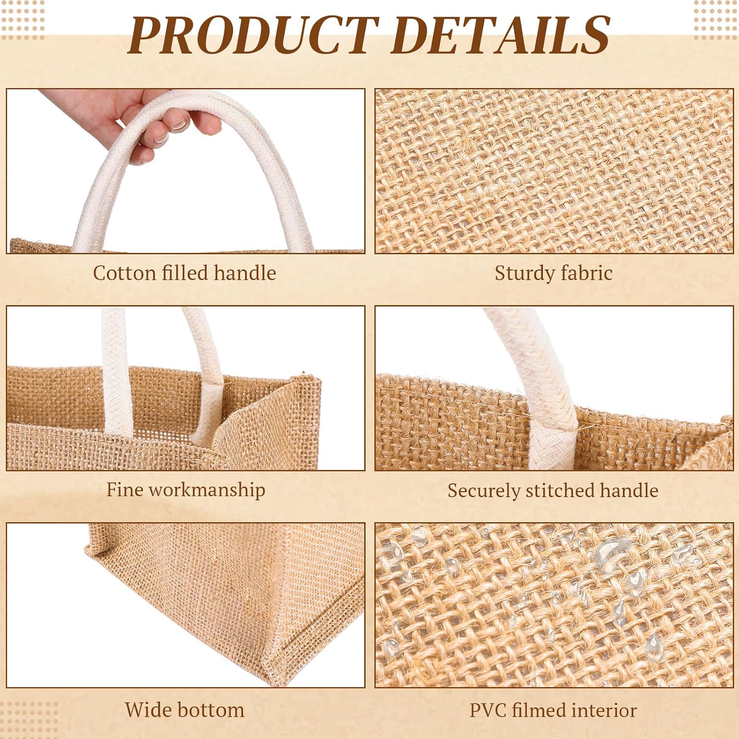 Ashenby 24 Pcs Mini Burlap Tote Bag Blank, 9.06 x 6.3 x 5.12, Classic, Jute