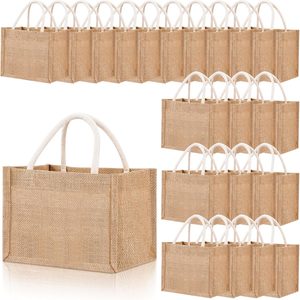 Ashenby 24 Pcs Mini Burlap Tote Bag Blank, 9.06 x 6.3 x 5.12, Classic, Jute