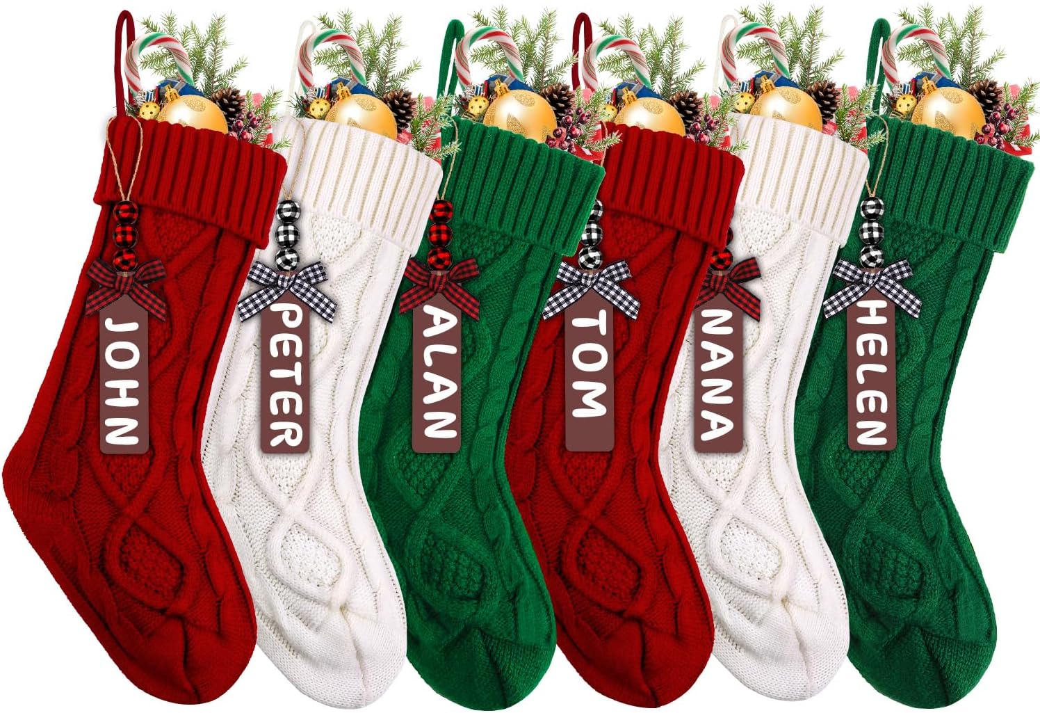 Ashenby 6PACK Christmas Stockings, 18Inches Large Cable Knitted Stockings, 1.81 pounds