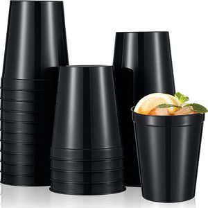 Aldernest 24 Pcs Black 16oz Stadium Cups Reusable Plastic Cups Bulk, 1.5 pounds