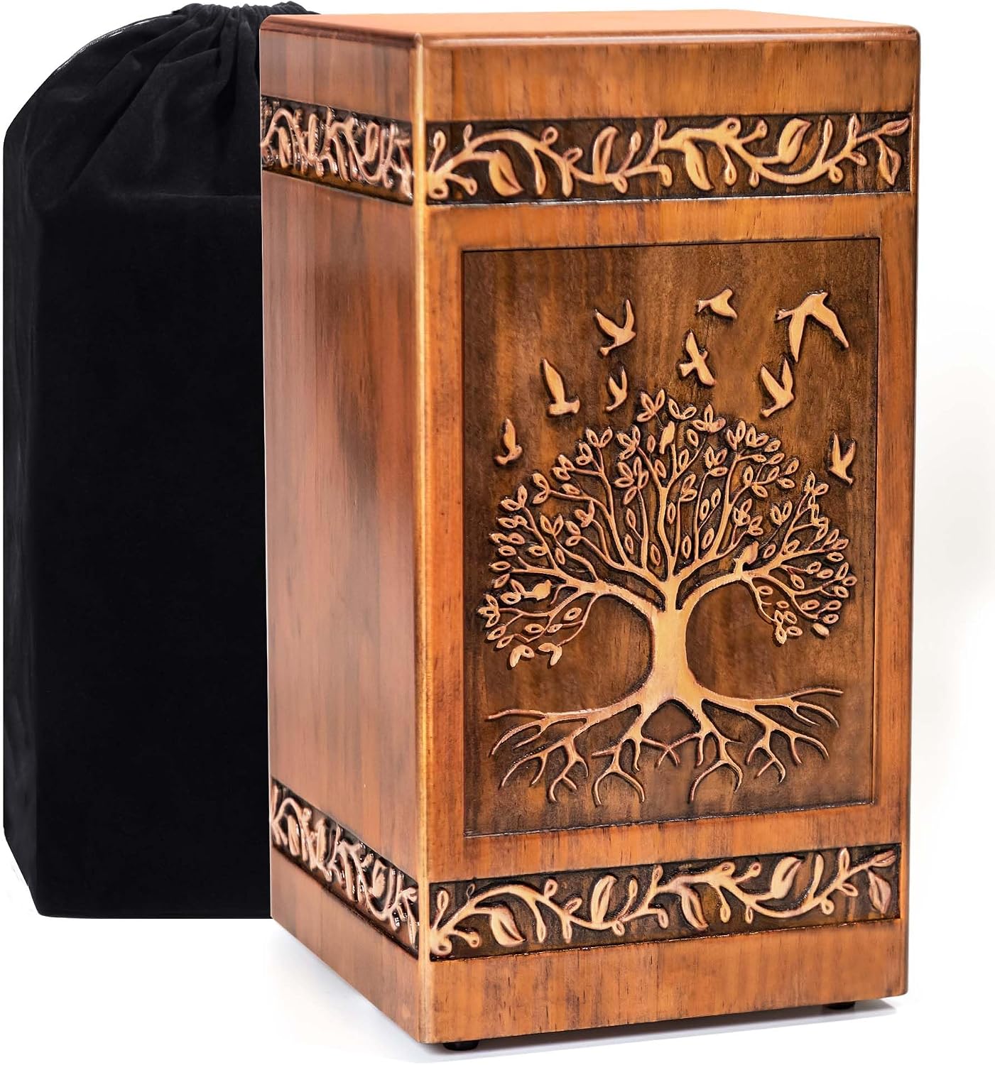 Barleyfield Wooden Cremation Urn for Human Ashes Adult Male Female 250 lbs, 2.7 pounds, Photo Color