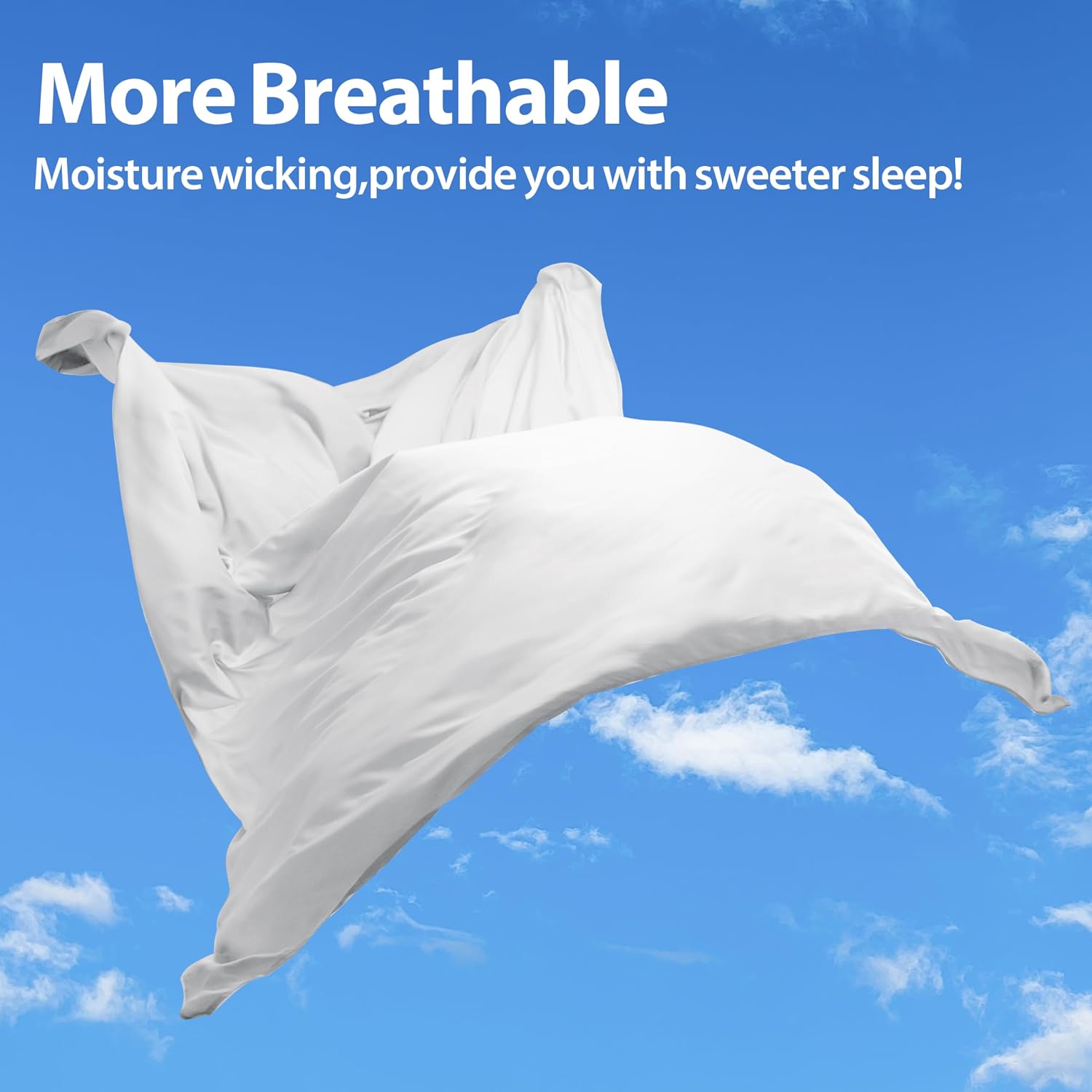 Aldernest Bamboo Viscose Flat Sheets Only, 400 Thread Count Sateen Weave King Size Flat Sheet Only, White