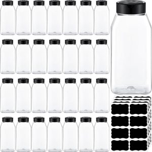 Aldernest 28 Pack 16 oz Black Plastic Spice Jars with Cap, 3.3 pounds