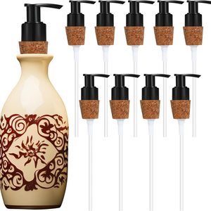 Ashenby 10 Pcs Soap Dispenser Pump with Cork Stopper Easy Press in, Black