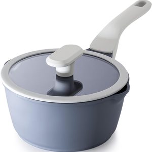Ashenby Nonstick Saucepan with Lid, 2 Quart Ceramic Sauce Pan, 1.4 pounds, Gray