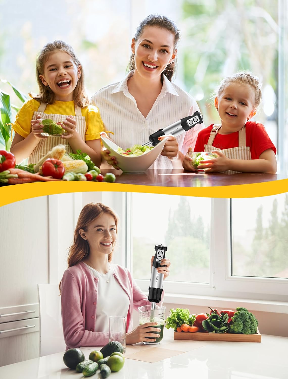 Aldernest 6-in-1 Hand Immersion Blender, 1000W 12 Speed Handheld Blender with 600ml Beaker, 1.5 pounds, Black