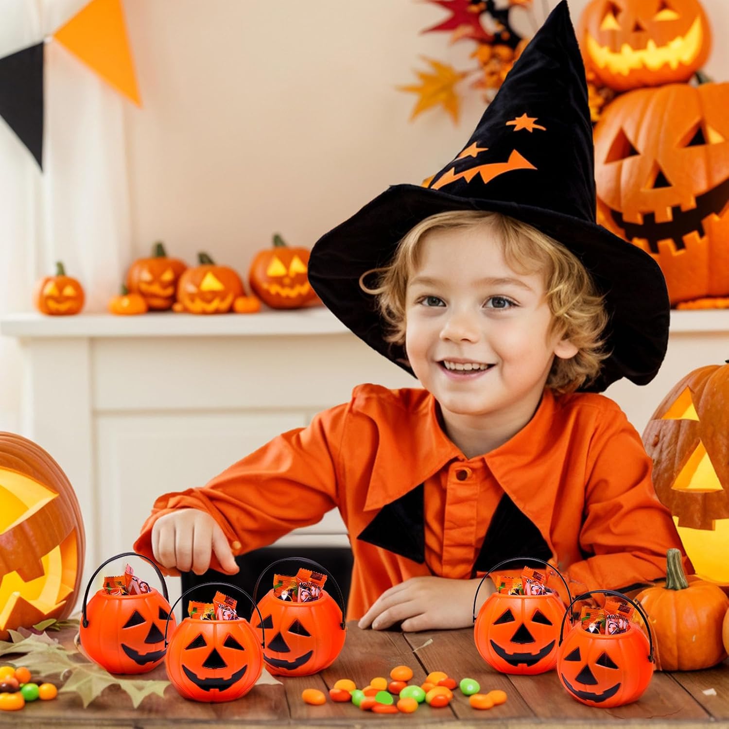 Aldernest 12PCS Mini Halloween Pumpkin Buckets, Small Pumpkin Candy Buckets, 0.21 kg