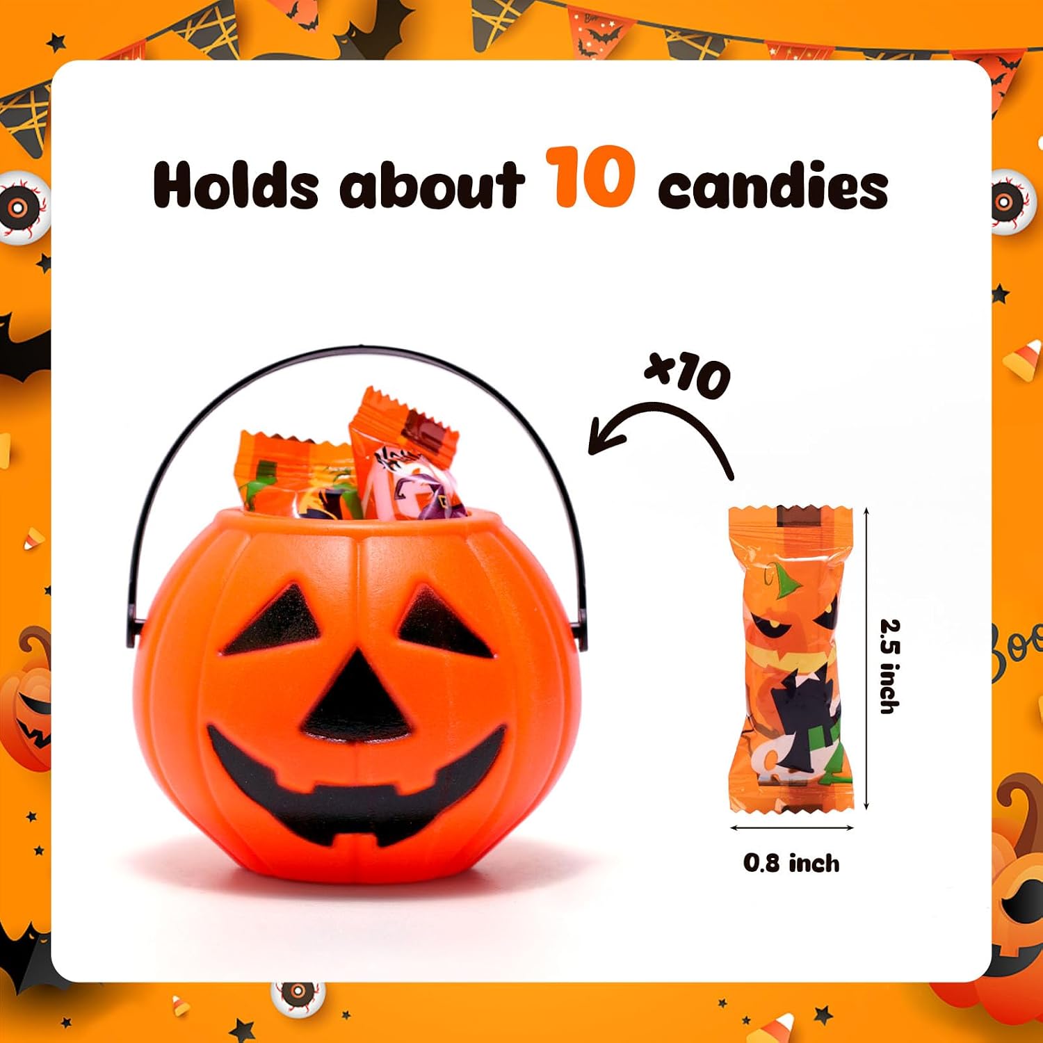 Aldernest 12PCS Mini Halloween Pumpkin Buckets, Small Pumpkin Candy Buckets, 0.21 kg