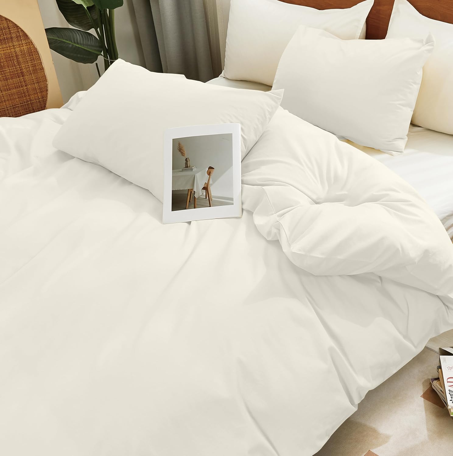 Barleyfield White Cotton Duvet Cover Queen Set 3 Pieces