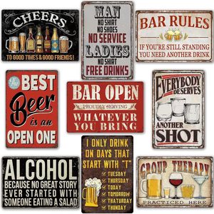 Aldernest Funny Bar Signs For Home Bar Decor Metal Tin Signs Vintage Man Cave Sign Bar Accessories Garage Decor For Men Pub Wall Decor Open Rules Tin
