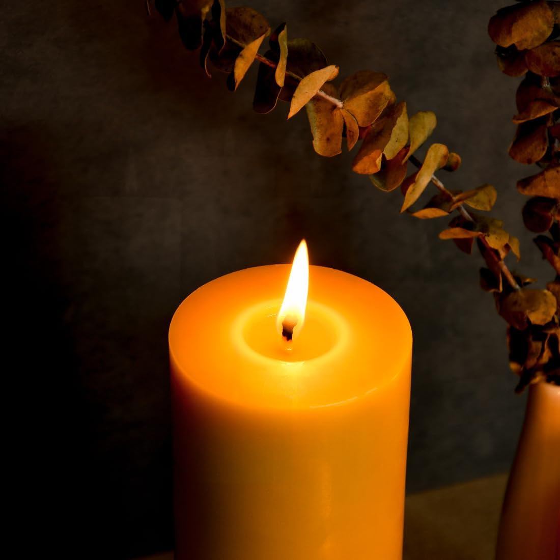 VelloHome 3x6 Pure Beeswax Pillar Candle, Natural Raw, Cotton Wick, Long Burn, 0.64 kg, Yellow