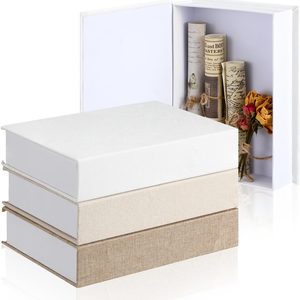 Ashenby 3 Pcs Decorative Linen Faux Book Box Set, Only Size, Multicolor, 1.7 pounds