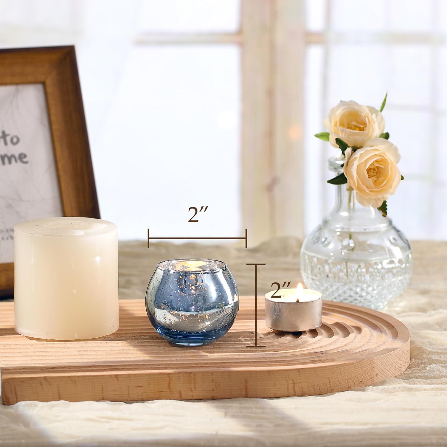 Ashenby 24 Pcs Blue Votive Candle Holders- Blue Centerpieces for Tables
