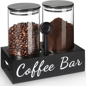 Aldernest Coffee Container, 2 Pcs 50 Fl oz Airtight Bean Storage Canister, 3.2 pounds, Black