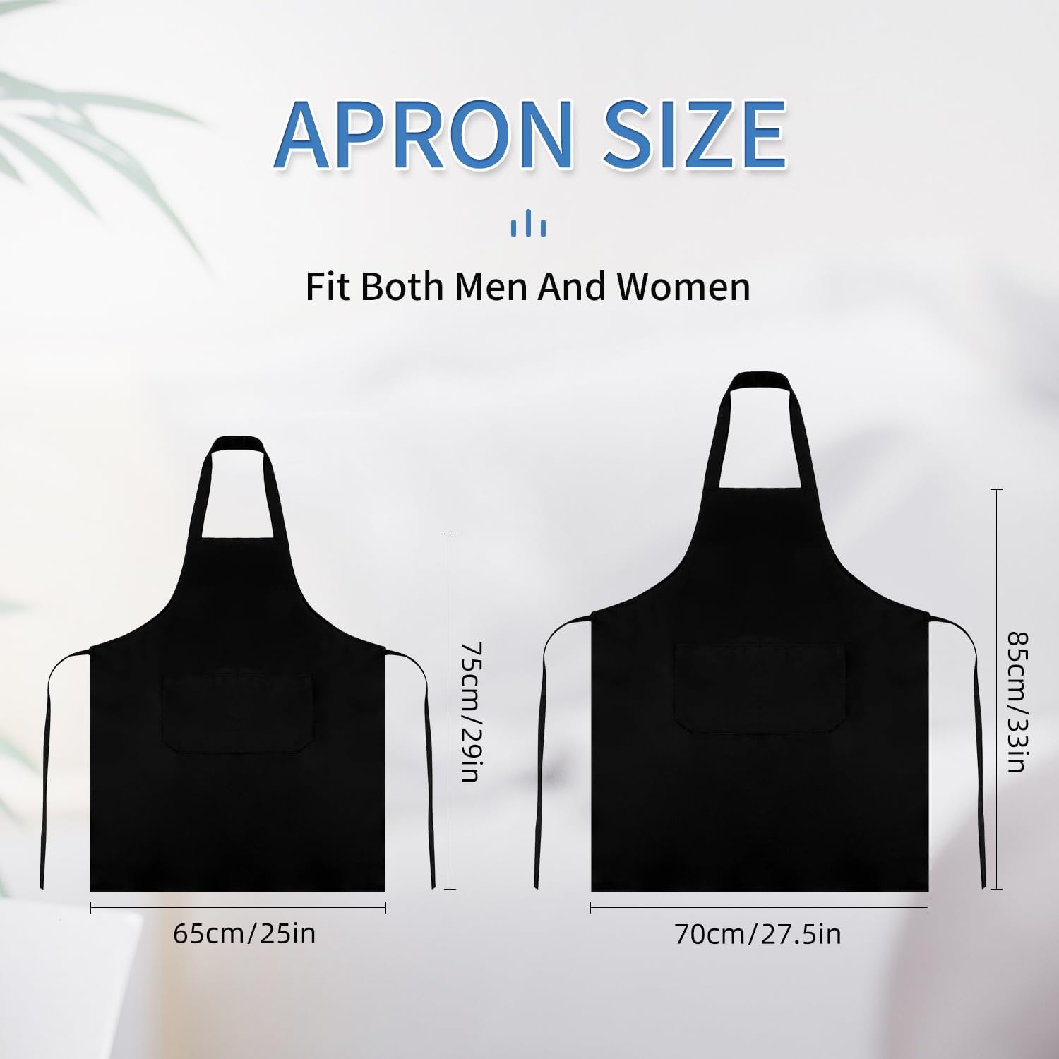 Ashenby 8/12/24 Pack Plain Bib Aprons Bulk, Black Commercial Apron with 2 Pockets