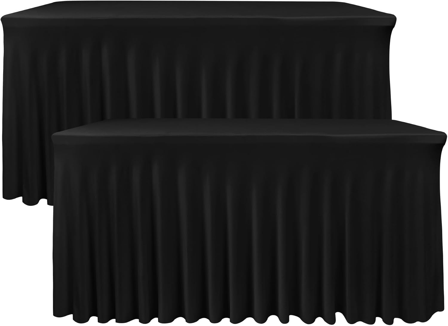 Aldernest Black Spandex Table Skirt for 6 Foot Rectangle Tables 2 Pack 72x30, 16 ounces, Table Skirt, Black