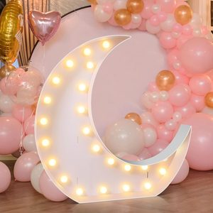 VelloHome 4FT Moon Marquee Sign Decor Large Light up Moon Lights, Bulb Light String, 2.7 pounds