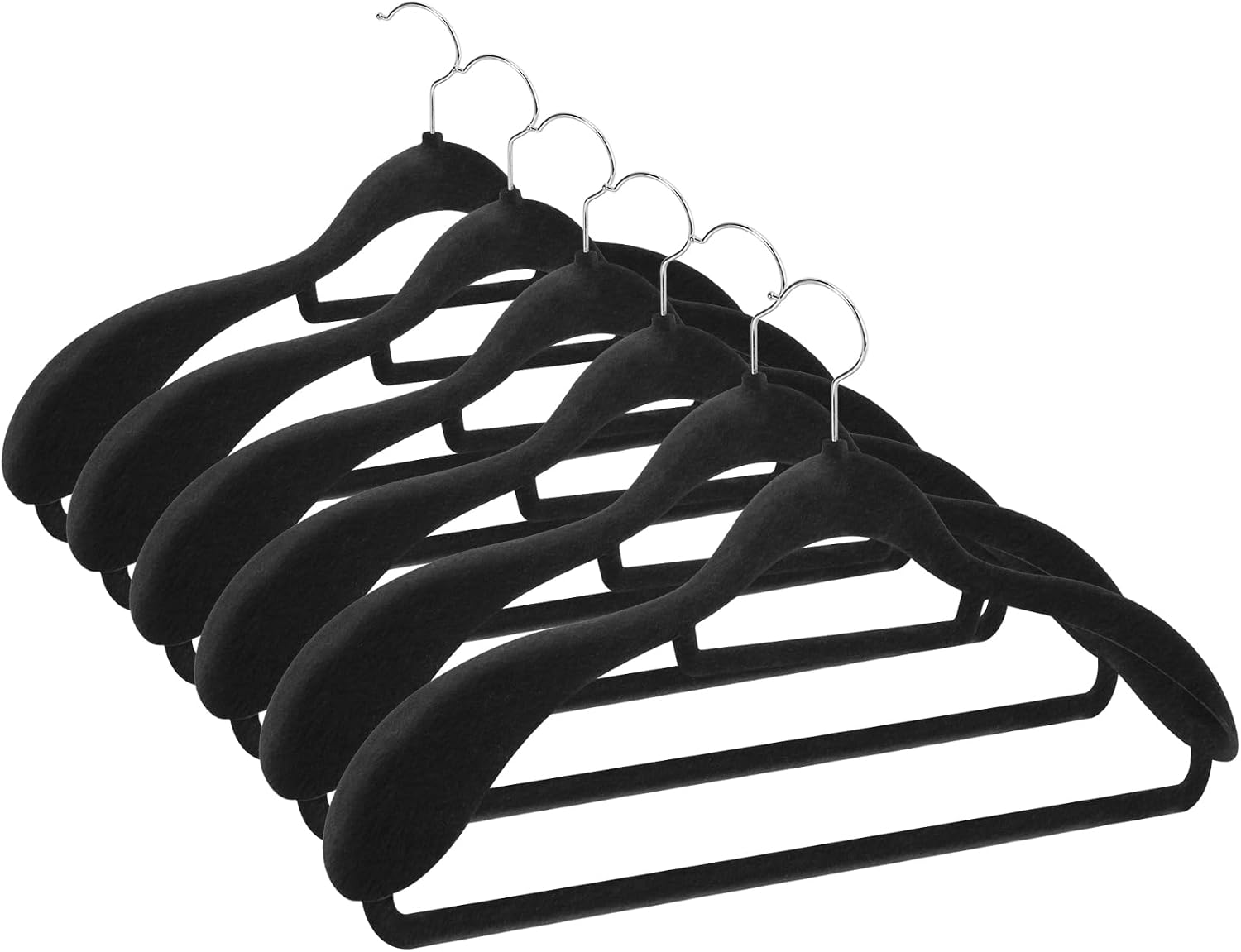 VelloHome 6 Pack Velvet Suit Hangers for Men with 360° Rotating Hooks, Black
