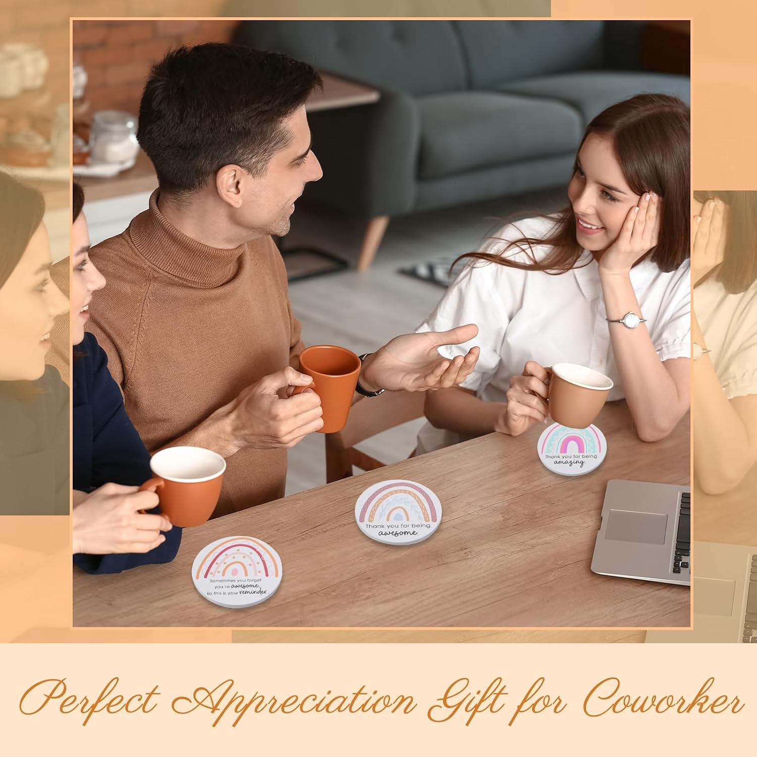 Ashenby 24Set Thank You Appreciation Coasters Teacher Employee Gift, Fresh, 4.7 pounds, Fresh Style