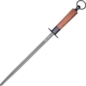 Ashenby 12 Inch Round Honing Steel for Knives, Rosewood Handle, 14.88 ounces, Black