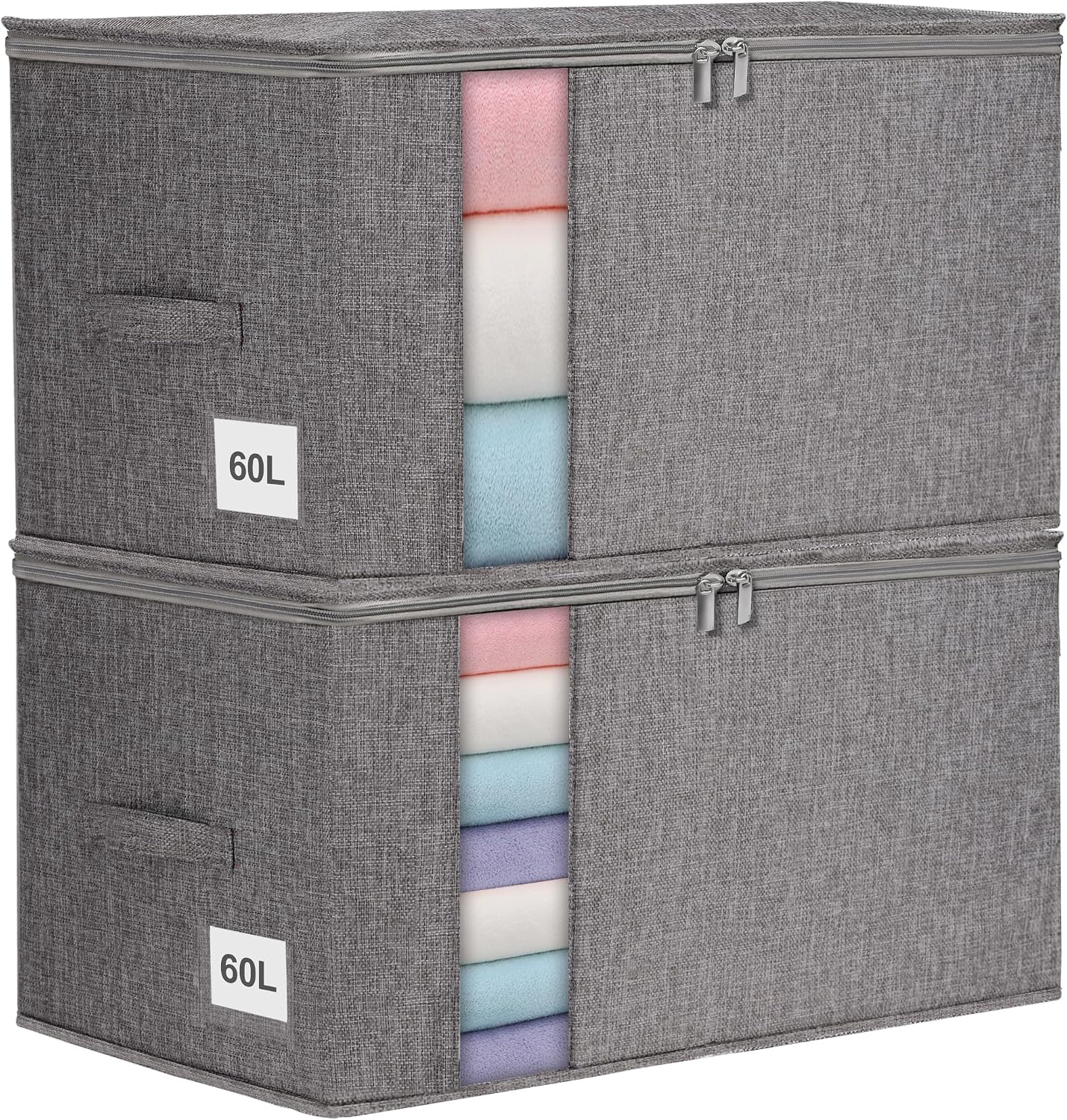 Barleyfield 60L Sturdy Comforter Storage Bag, Blanket Organizer 2 Pack, Grey, 1.49 kg