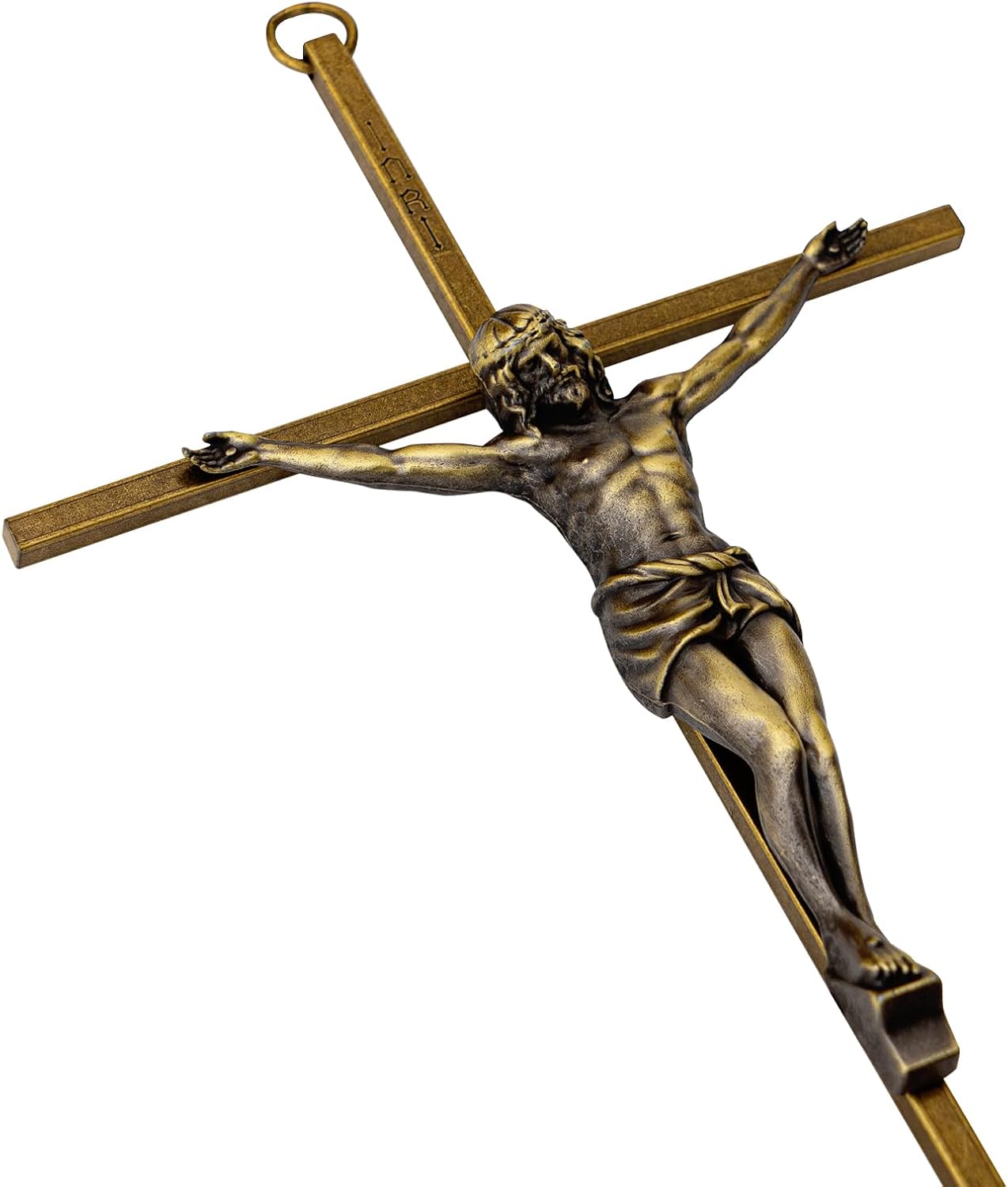 Aldernest Crucifix Wall Cross, Metal Vintage Wall Hanging Cross, 130 g, 10"L x 5"W