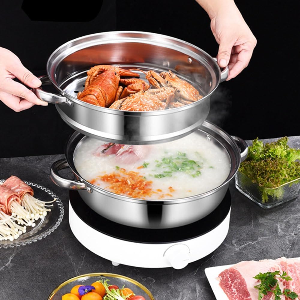 VelloHome Steamer Pot for Cooking 11 inch Steamer Pot, 1.28 kg, Silver