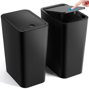 Aldernest Bathroom Trash Can with Lid, 2 Pack 4 Gallons/15 Liters Garbage Can with Pop-Up Lid, 1.5 pounds