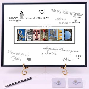 Aldernest Framed Black Retirement Decorations Guest Book for Men/Women, 1.9 pounds