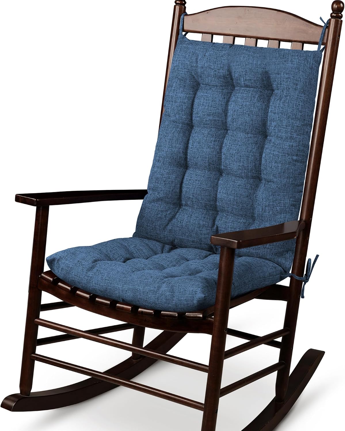 Aldernest Rocking Chair Cushions High Back and Seat Cushion Linen Navy, 1.44 kg, 2 Piece Set