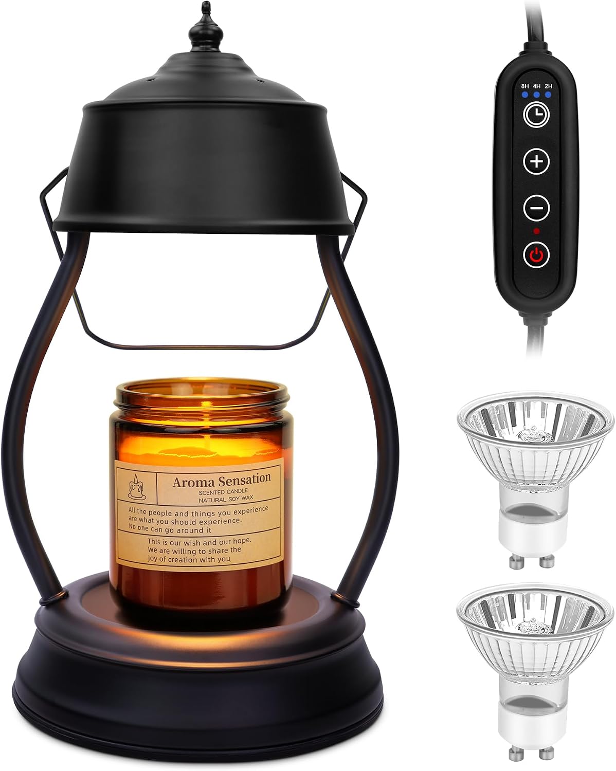 Ashenby Candle Warmer Lamp with Timer, Vintage Lantern Design, 1.8 pounds, Black