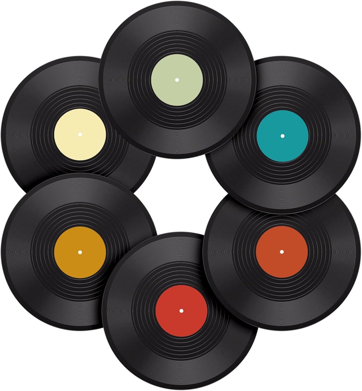 Ashenby 12 Inch Vinyl Wall Decor 6 Pack, Fake Vinyl Records Decorations, 1.3 pounds