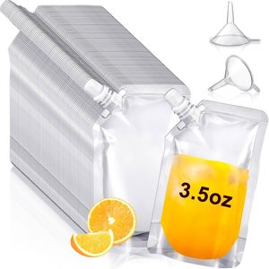 Aldernest 200 Pcs Reusable Plastic Pouches Bulk, with Funnel, 3.5 oz, transparent, white