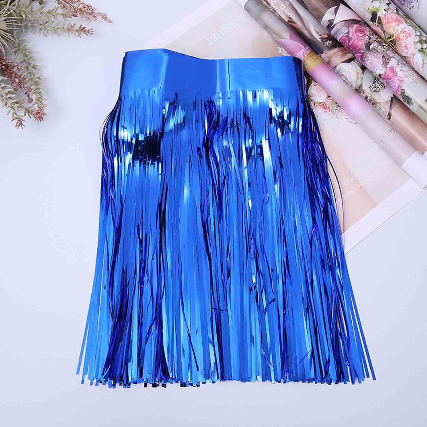 Aldernest Blue Foil Fringe Garland, 6 Pack 10 Feet Metallic Foil Tinsel