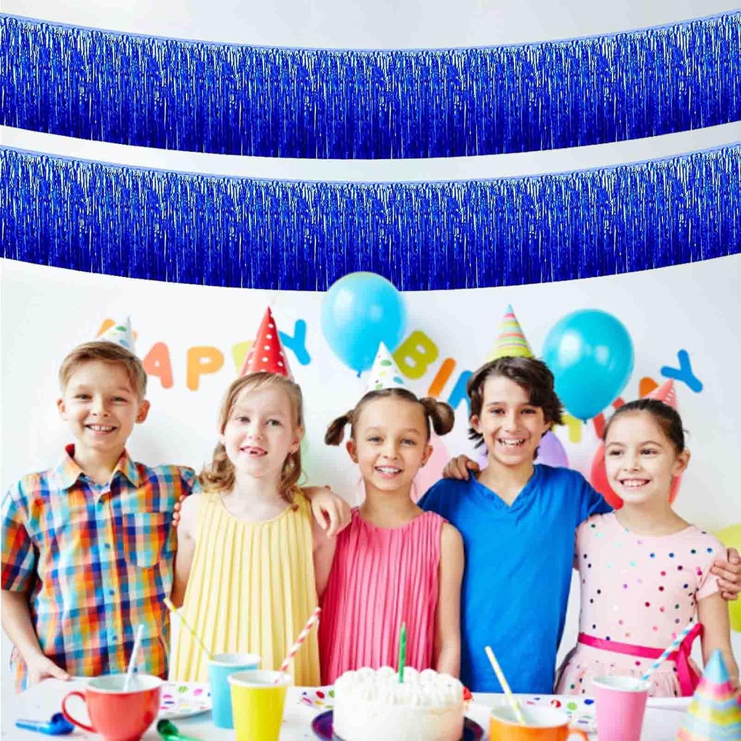 Aldernest Blue Foil Fringe Garland, 6 Pack 10 Feet Metallic Foil Tinsel