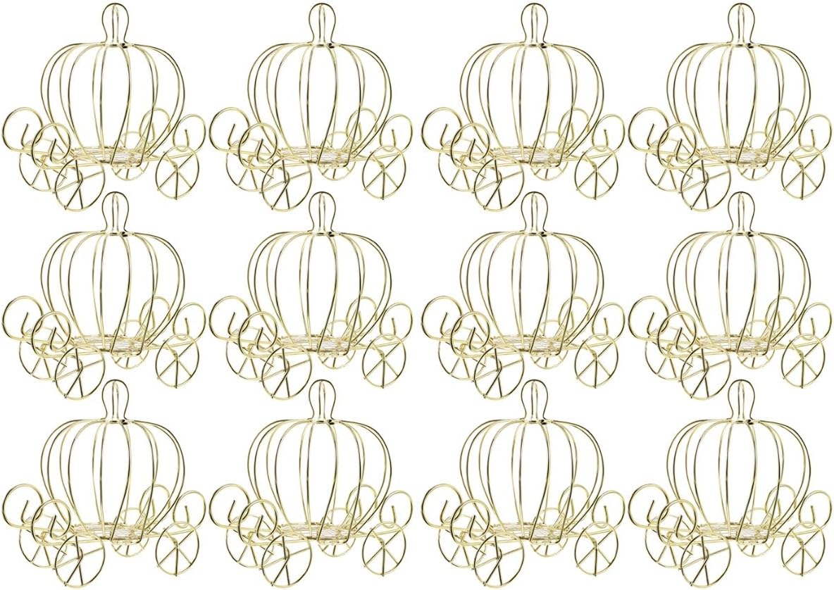 Aldernest 12 Pack Gold Pumpkin Carriage Centerpieces for Tables