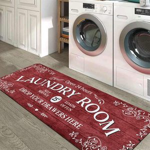Aldernest Remi Laundry Room Rug Runner, 20"x59" Non-Slip Washable, Cyan, 3 kg, Red