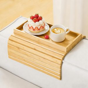 Aldernest Bamboo Sofa Tray Table for Couch, Sofa Armrest Tray Table, 2.2 pounds, A-natural