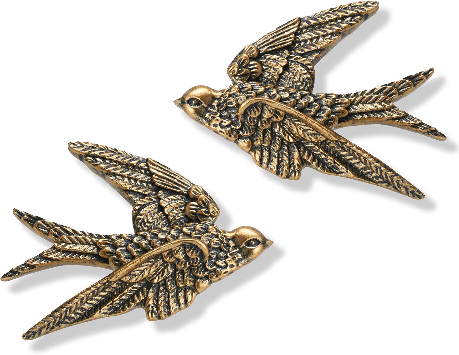 VelloHome 4.75 Inch Vintage Swallow Bird Wall Sculpture Set of 2, 4.8 ounces