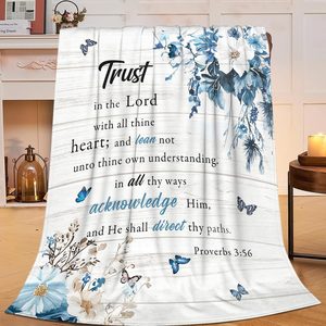 Ashenby Christian Gifts Bible Verse Blanket Religious Scriptures Throw 40"X50"