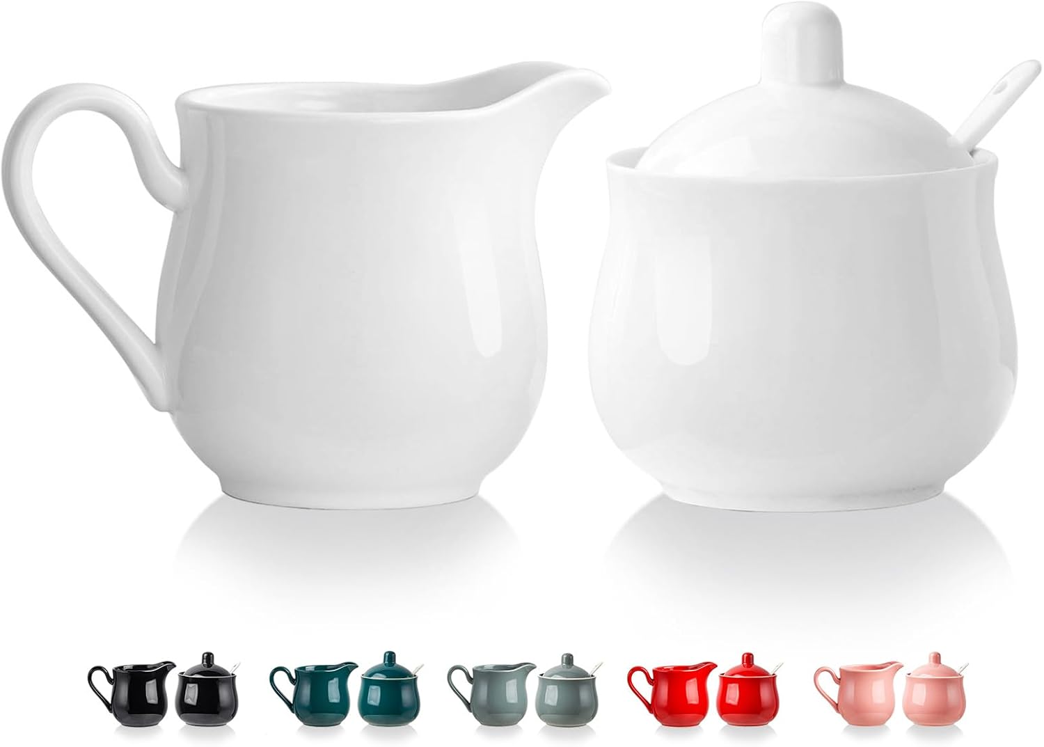 Aldernest 12 OZ Ceramic Sugar and Creamer Set, White
